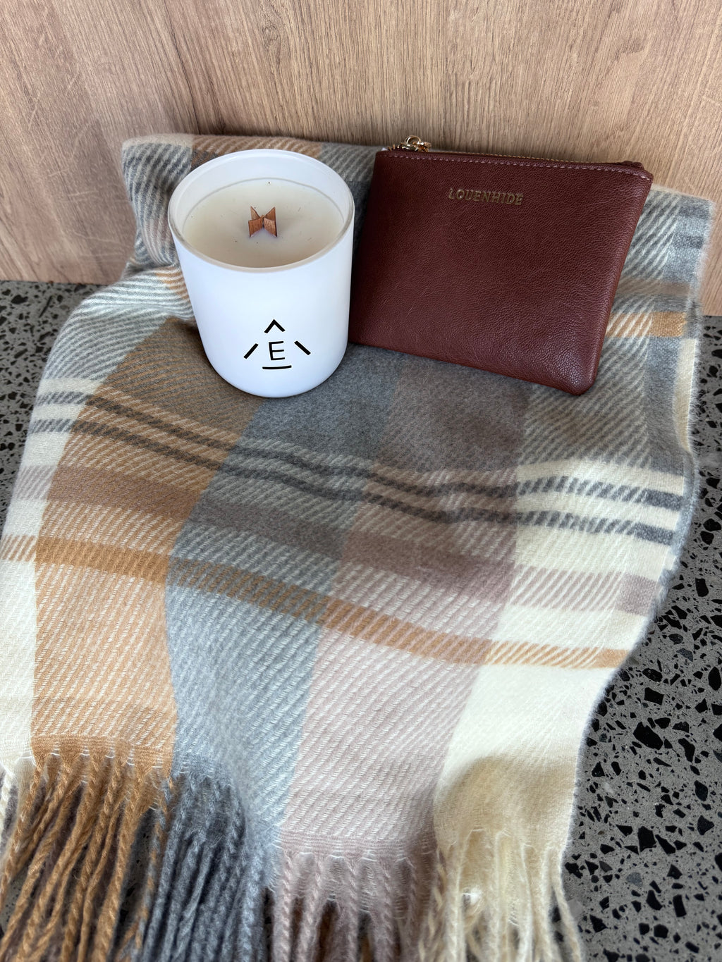 Honey Scarf, Candle and Purse